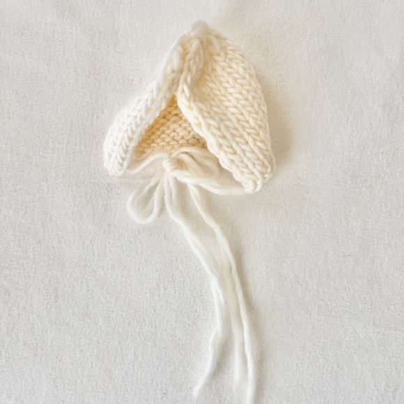 Cozy Knit Baby Bonnet Cream handmade - Picture 4 of 4